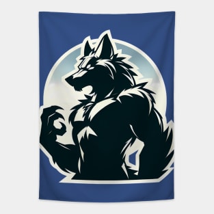 Simple Anthro Furry Werewolf Silhouette Tapestry