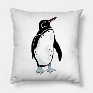 Galápagos Penguin pattern on grayish blue Pillow