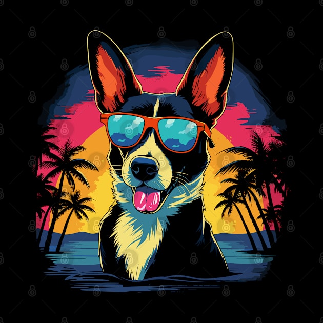 Retro Wave Black and White Basenji Dog Shirt by Miami Neon Designs