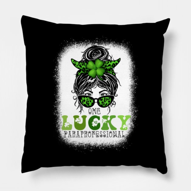 One Lucky Para Bleached St Patrick's Day Messy Bun Pillow by GreenCraft