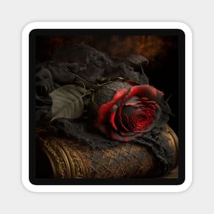 Dark Red Rose with Black Lace Magnet