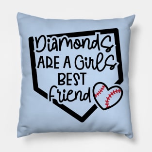 Diamonds Are A Girls Best Friend Softball Baseball Cute Pillow