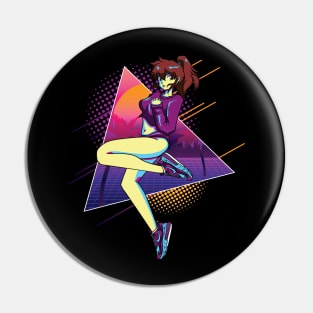 Retro cute anime girl Pin