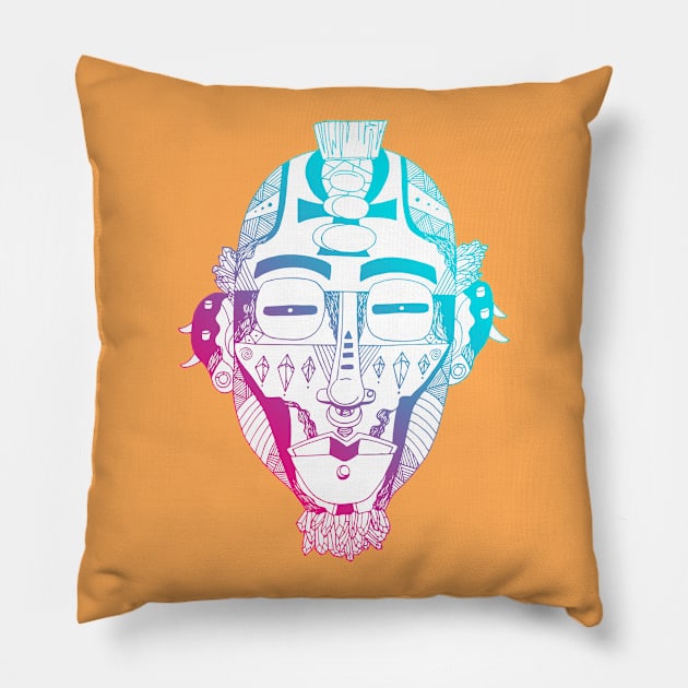 Dual Color African Mask 5 Pillow by kenallouis