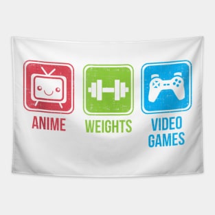 Anime, Weights, Video Games Tapestry