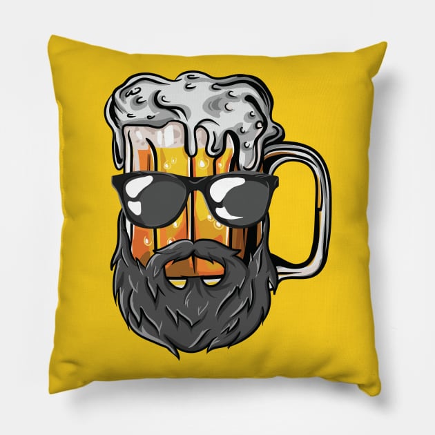 Funny Craft Beer Drunk Uncle Beard Bearded Druncle Pillow by Freid