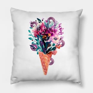 Summer Glaze, summer flowers bouquet handmade watercolor Pillow