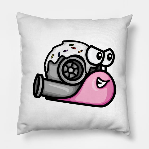 Turbo Snail - Pink and White Donut Pillow by hoddynoddy