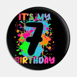 Its My Birthday 7 Years Old Boys Girl Rainbow Pin