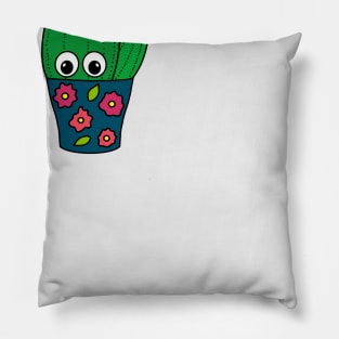 Cute Cactus Design #351: Pretty Cactus In Floral Pot Pillow