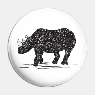 Rhino Ink Art - cool African animal design - on white Pin