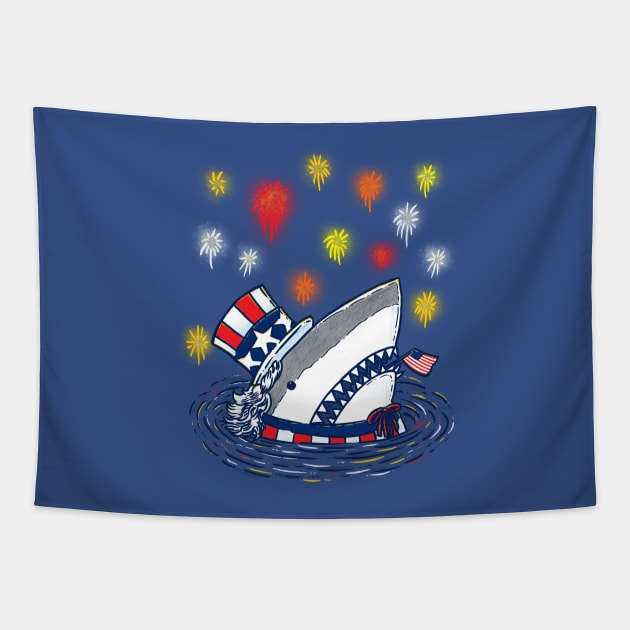 The Patriotic Shark Tapestry by nickv47