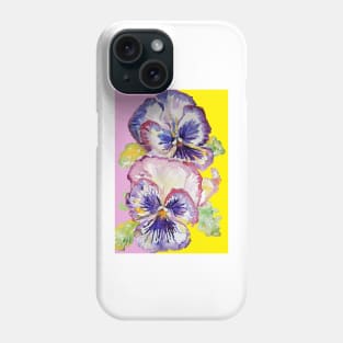 Purple Pansy Flower Watercolor Pattern Phone Case