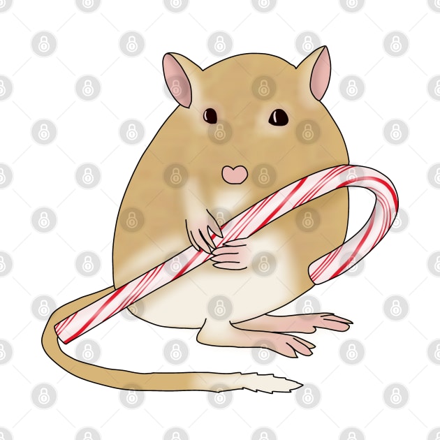 Cute golden gerbil with a candy cane by Becky-Marie