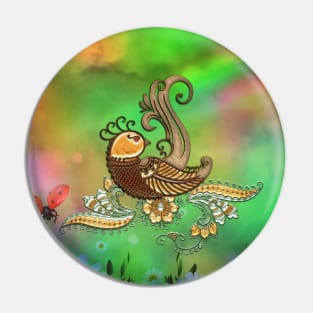 Elegant fantasy bird Pin