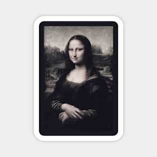 Black and White Mona Lisa by Leonardo Da Vinci Magnet