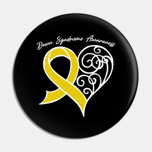 Down Syndrome Awareness Heart Ribbon Gift Valentines Day - In This Family Nobody Fights Alone Pin