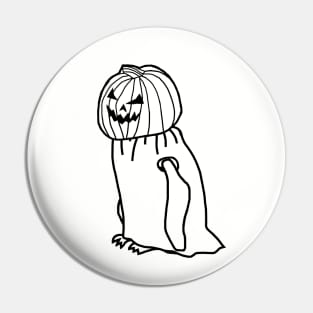 Minimal Penguin Wearing Halloween Costume Outline Pin