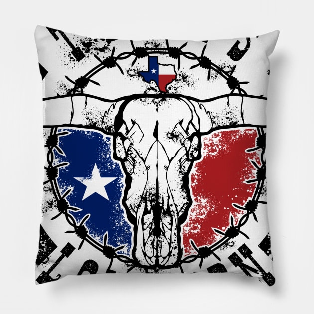 Texas Longhorn Festival Pillow by Dheograft
