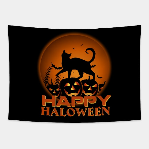 Cat Pumpkin Happy Halloween Costume Funny Gifts Tapestry by jrgmerschmann