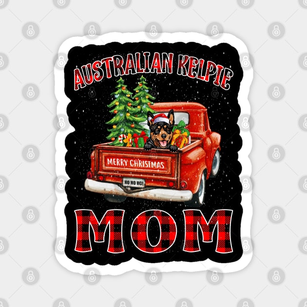 Christmas Australian Kelpie Mom Santa Hat Truck Tree Plaid Dog Mom Christmas Magnet by intelus