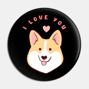 I love you a cute corgi illustration Pin