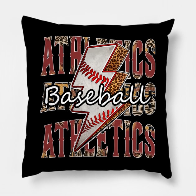 Graphic Baseball Athletics Proud Name Team Vintage Pillow by WholesomeFood