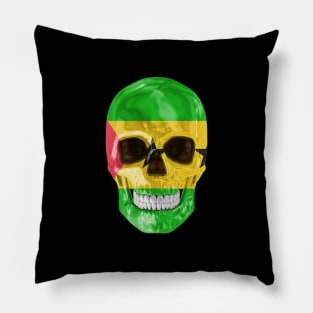 Sao Tome And Principe Flag Skull - Gift for Sao Tomean With Roots From Sao Tome And Principe Pillow