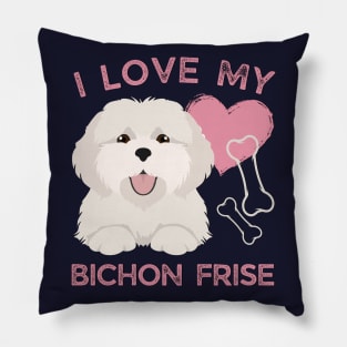 Cute valentine puppy Bichon Frise Life is better with my dogs My dog is my valentine Pillow