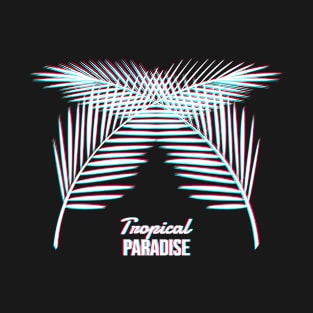 Tropical Paradise -  palm leaves with glitch effect Trendy illustration T-Shirt