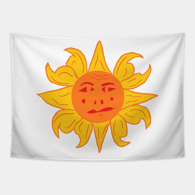 Spanish Sun. A funny, pretty, beautiful, cute, sun design. Tapestry by Blue Heart Design