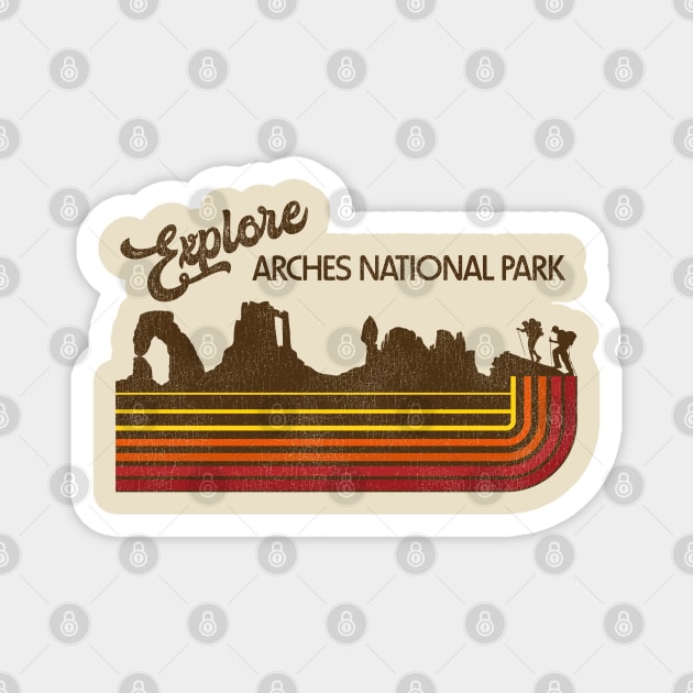 Explore Arches National Park Retro 70s/80s Stripe Magnet by darklordpug