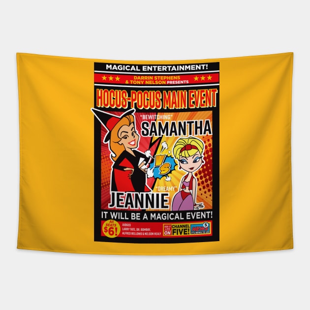 Battle Samantha vs Jeannie Magic Event Tapestry by Alema Art