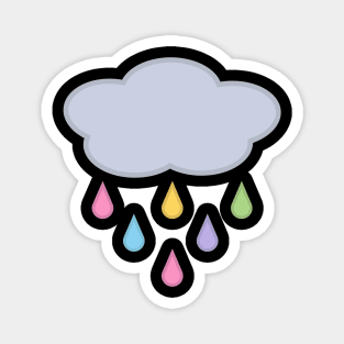 Raining Rainbow Raindrop Rain Cloud in Black Magnet