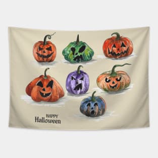 Happy Halloween Pumpkin Hand drawn Tapestry