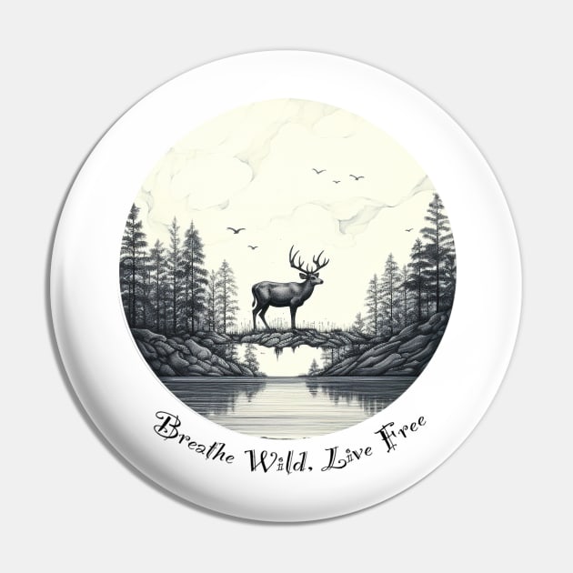 Breathe Wild, Live Free: Nature-Inspired T-Shirt Pin by Gelo Kavon