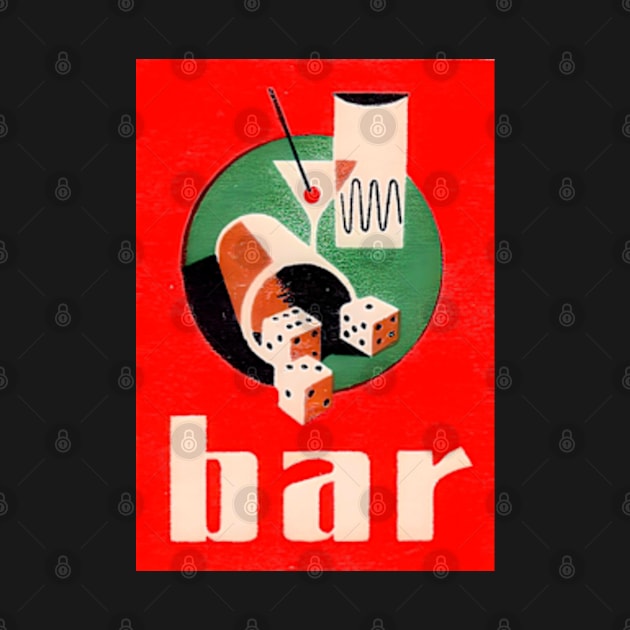 Bar Sign - Cocktail Martini & Dice 1950s by Desert Owl Designs