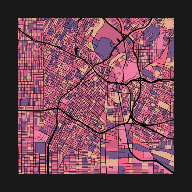 Los Angeles Map Pattern in Purple & Pink by PatternMaps