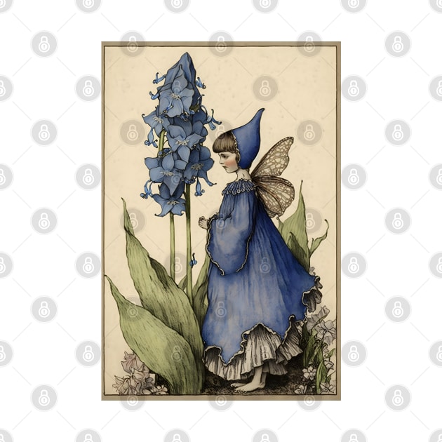 Hyacinth Fairy Amid the Flowes Vintage Style Watercolor by designs4days