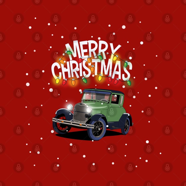 Green Ford Model A Christmas Jumper by Webazoot