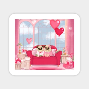 Valentines Pug Magnet