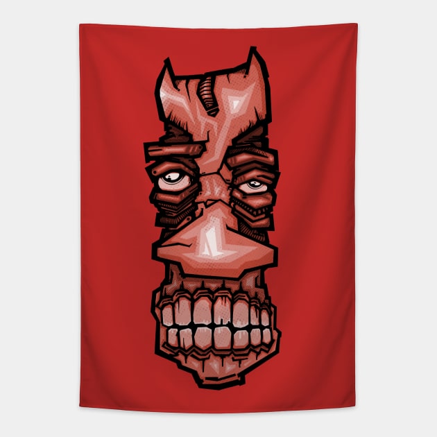 red face Tapestry by manuvila