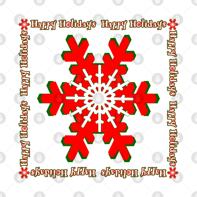 Red Snowflake Happy Holidays by 2HivelysArt