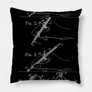 pen or pencil holder Vintage Patent Hand Drawing Pillow