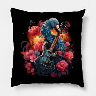 Flamingo Playing Guitar Pillow