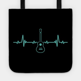 Guitar Player Heartbeat Shirt Music Lovers Guitar Instrument Tote