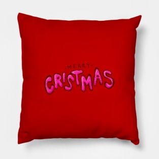 Cute Merry Christmas Cake Typography Pillow