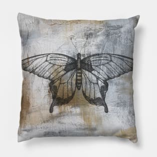 Gold And Grey Textures Butterfly A4 Pillow