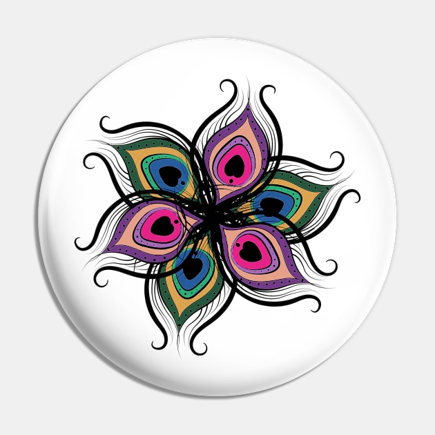 Feather Flower pattern Pin by lobanegra