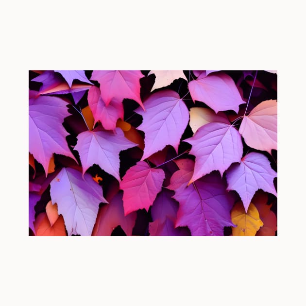 Purple Color Autumn Leaves Background Digital Illustration Art by Designso